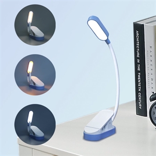 LED boglampe med klemme - genopladelig-blå